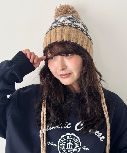 ノルディック柄ニットビーニー | SL5256118 | ベージュ