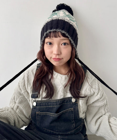 ノルディック柄ニットビーニー | SL5256118 | ブラック