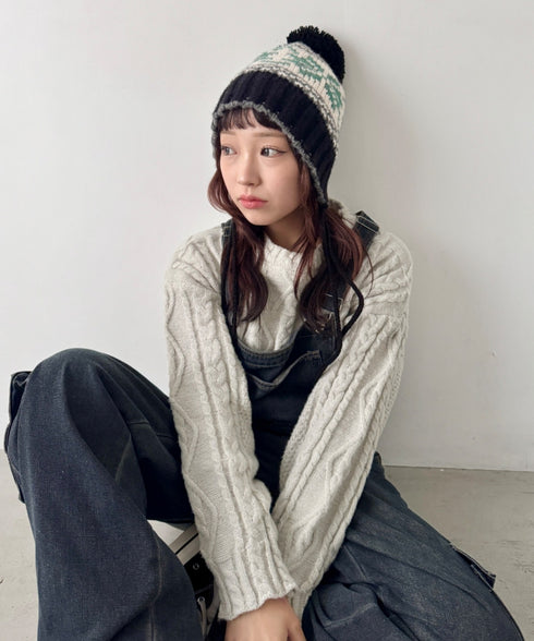 ノルディック柄ニットビーニー | SL5256118 | ブラック