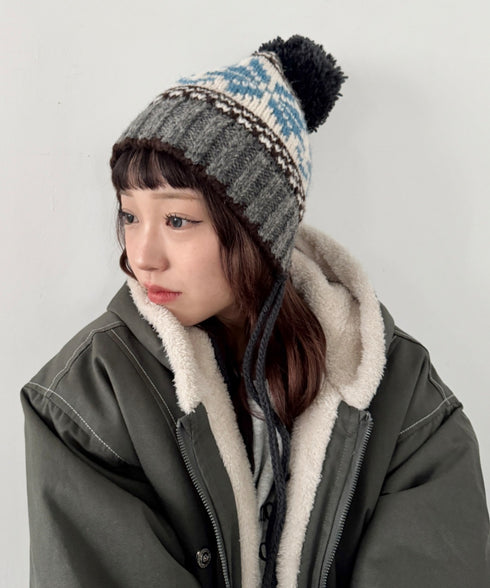 ノルディック柄ニットビーニー | SL5256118 | グレー