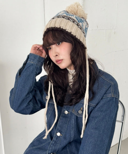 ノルディック柄ニットビーニー | SL5256118 | アイボリー