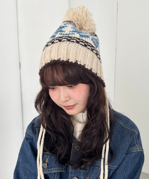 ノルディック柄ニットビーニー | SL5256118 | アイボリー