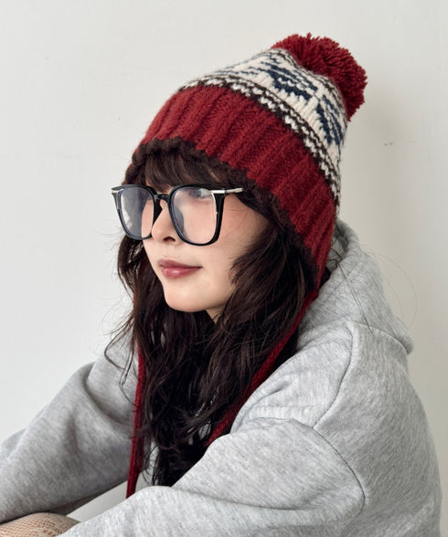 ノルディック柄ニットビーニー | SL5256118 | レッド