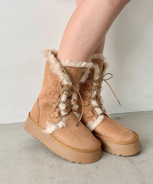レースアップムートンミドルブーツ | SL3254027 | キャメル