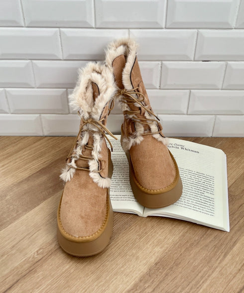 レースアップムートンミドルブーツ | SL3254027 | キャメル