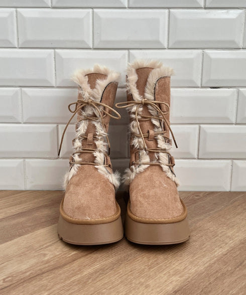 レースアップムートンミドルブーツ | SL3254027 | キャメル
