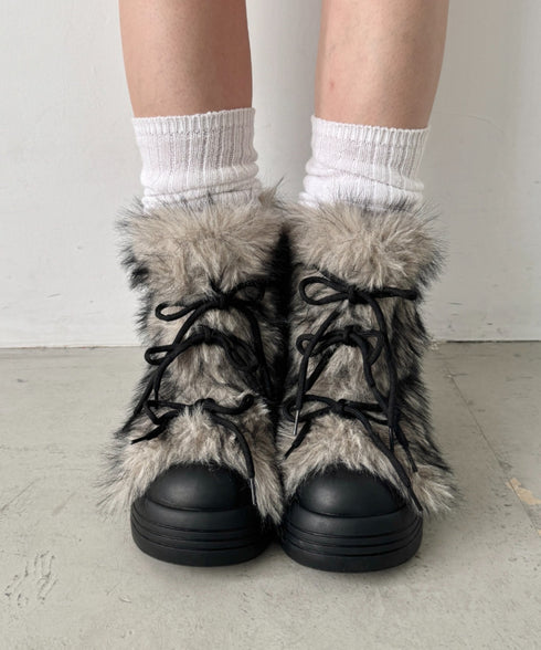 リボンモンスターファーブーツ | SL3254028 | ブラック