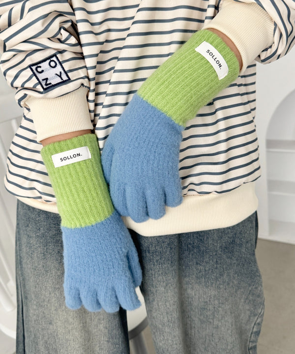 【スマホ対応】バイカラーカラフル手袋 | SL6254029 | ブルー