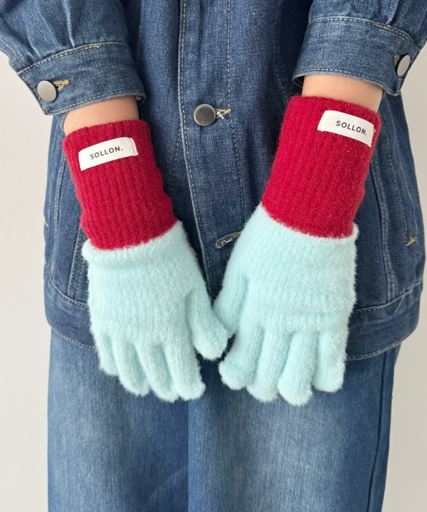 【スマホ対応】バイカラーカラフル手袋 | SL6254029 | ミント