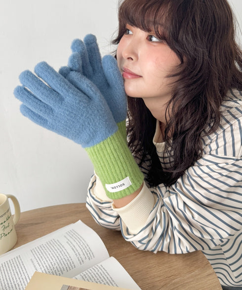 【スマホ対応】バイカラーカラフル手袋 | SL6254029 | ブルー