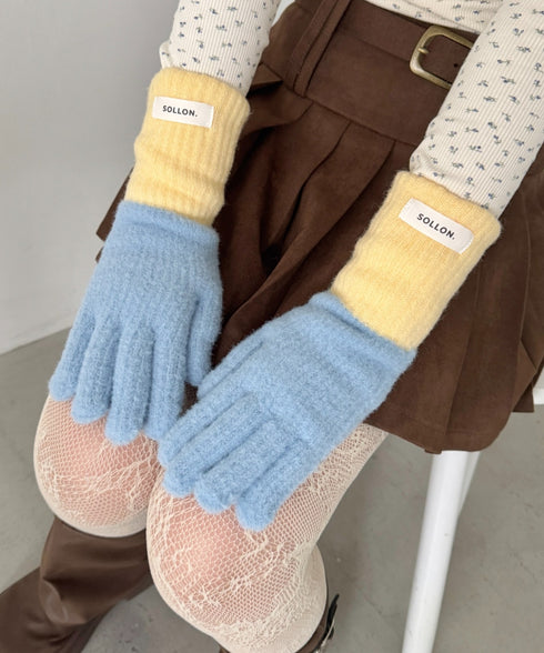 【スマホ対応】バイカラーカラフル手袋 | SL6254029 | ライトブルー