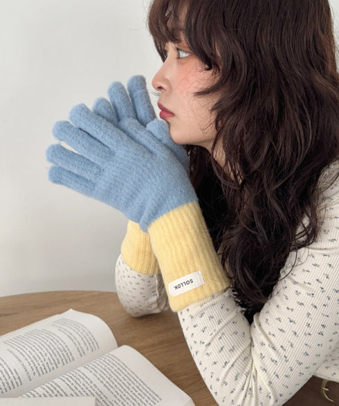 【スマホ対応】バイカラーカラフル手袋 | SL6254029 | ライトブルー