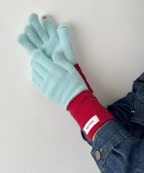 【スマホ対応】バイカラーカラフル手袋 | SL6254029 | ミント