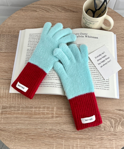 【スマホ対応】バイカラーカラフル手袋 | SL6254029 | ミント