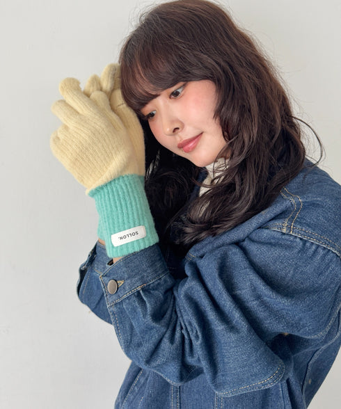 【スマホ対応】バイカラーカラフル手袋 | SL6254029 | イエロー