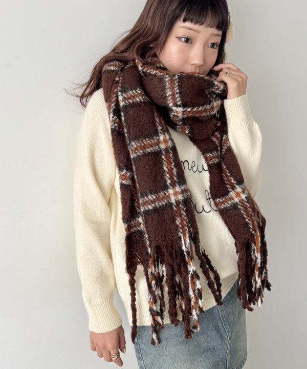 ボリュームチェックマフラー | SL6254030 | ブラウン