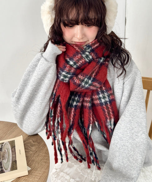 ボリュームチェックマフラー | SL6254030 | レッド