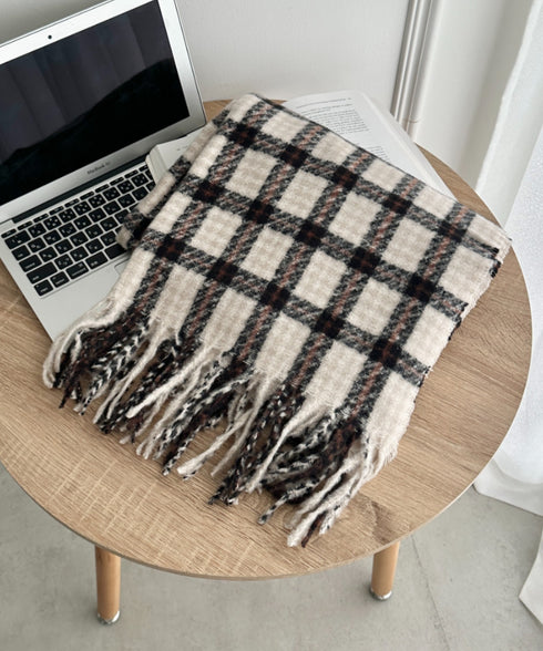 カラフルボリュームチェックマフラー | SL6254031 | アイボリー