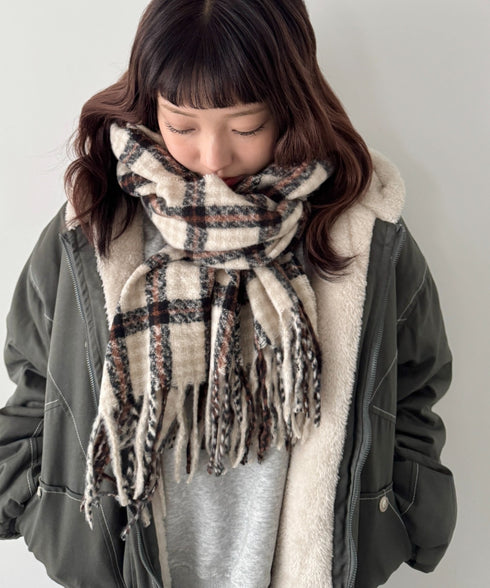 カラフルボリュームチェックマフラー | SL6254031 | アイボリー