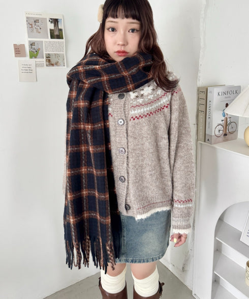 カラフルボリュームチェックマフラー | SL6254031 | ネイビー