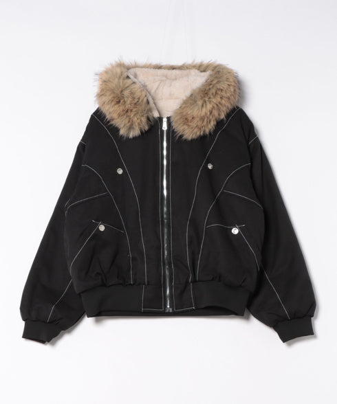 【取り外し可能】ファーフードステッチブルゾン | SL2254033 | ブラック