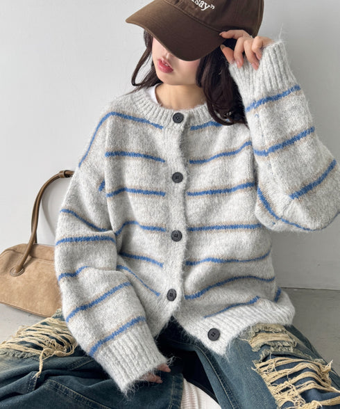 ボーダールーズニットカーディガン | SL2256124 | グレー