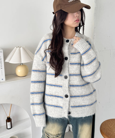 ボーダールーズニットカーディガン | SL2256124 | グレー