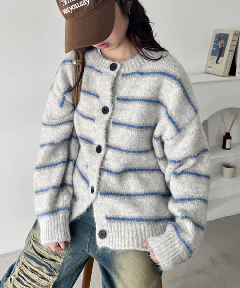 ボーダールーズニットカーディガン | SL2256124 | グレー