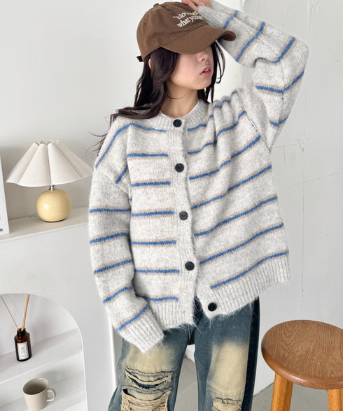 ボーダールーズニットカーディガン | SL2256124 | グレー
