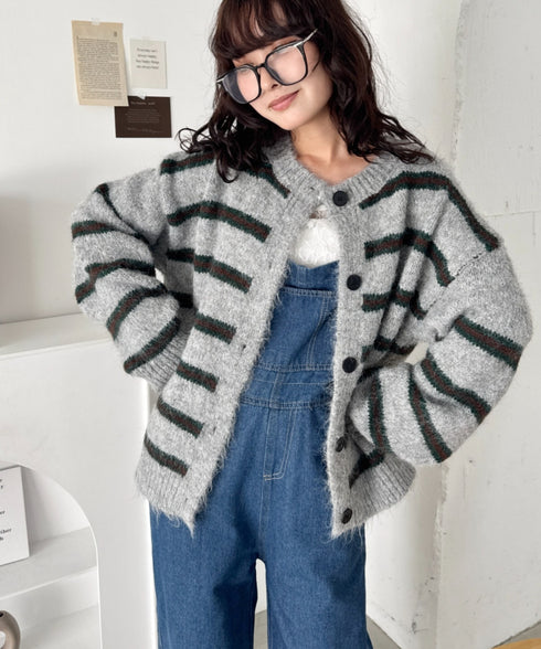 ボーダールーズニットカーディガン | SL2256124 | チャコールグレー