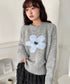 フラワーモチーフルーズニットプルオーバー | SL2254036 | グレー