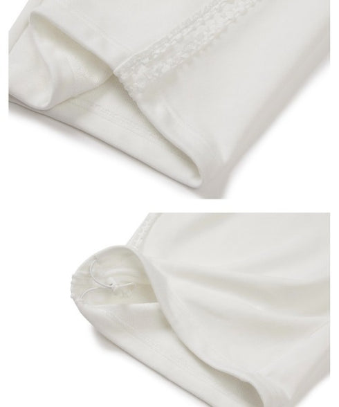 ILLIGO(イリゴ)/サイドライン ウエストフリル フェイクレイヤード ワイド ルーズ スウェットパンツ ブローチ付き/BLOOM RUFFLE LACE SWEAT PANTS | AT2254022 | ホワイト