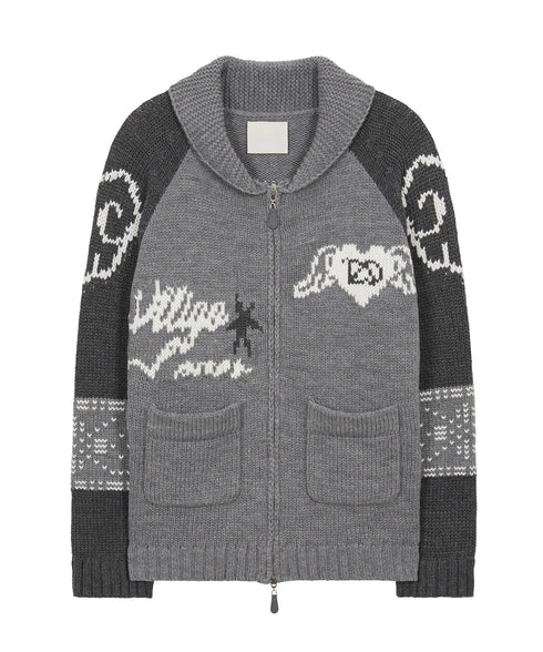 ILLIGO(イリゴ)/エンジェル カウチン ジップアップ ニット カーディガン/ANGEL RING COWICHAN KNIT ZIP-UP | AT2254023 | グレー