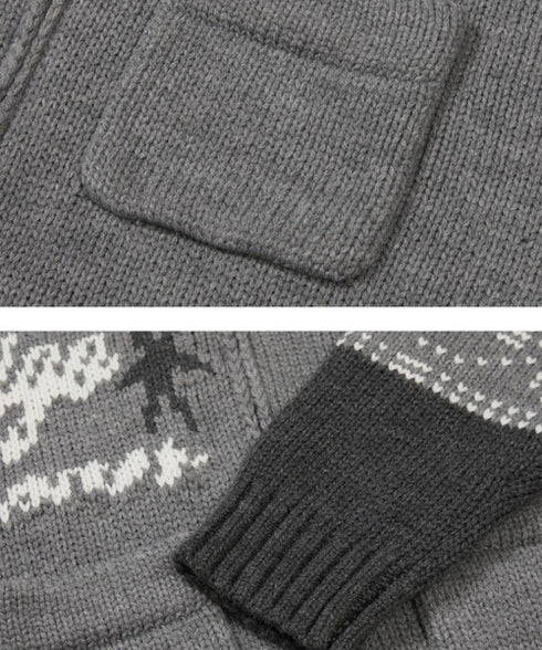 ILLIGO(イリゴ)/エンジェル カウチン ジップアップ ニット カーディガン/ANGEL RING COWICHAN KNIT ZIP-UP | AT2254023 | グレー