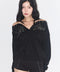 ILLIGO(イリゴ)/アイレット オフショルダー スウェット/BUTTON EYELET OFF-SHOULDER SWEATSHIRT | AT2254024 | ブラック