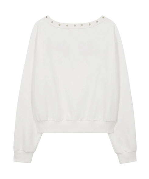 ILLIGO(イリゴ)/アイレット オフショルダー スウェット/BUTTON EYELET OFF-SHOULDER SWEATSHIRT | AT2254024 | ホワイト