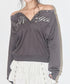 ILLIGO(イリゴ)/アイレット オフショルダー スウェット/BUTTON EYELET OFF-SHOULDER SWEATSHIRT | AT2254024 | チャコールグレー