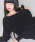 ILLIGO(イリゴ)/ブローチ付き オフショルダー ニット プルオーバー/BLOOM BOW OFF-SHOULDER KNIT | AT2254025 | ブラック