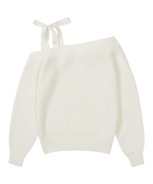 ILLIGO(イリゴ)/ブローチ付き オフショルダー ニット プルオーバー/BLOOM BOW OFF-SHOULDER KNIT | AT2254025 | アイボリー