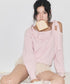 ILLIGO(イリゴ)/ブローチ付き オフショルダー ニット プルオーバー/BLOOM BOW OFF-SHOULDER KNIT | AT2254025 | ピンク