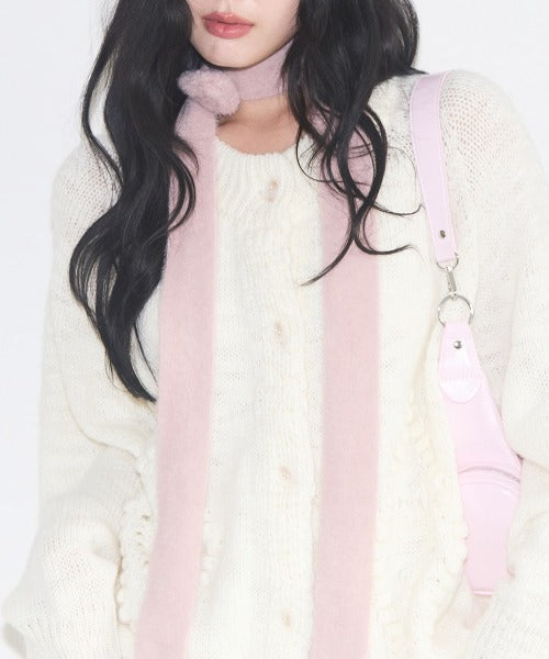 ILLIGO(イリゴ)/2WAY ブローチ付き チョーカー タイ アンゴラ マフラー/FLEUR ANGORA MUFFLER | AT6254027 | ピンク