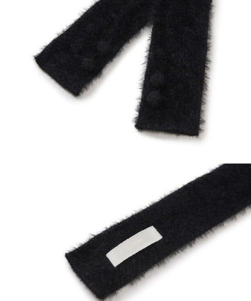 ILLIGO(イリゴ)/2WAY ブローチ付き チョーカー タイ アンゴラ マフラー/FLEUR ANGORA MUFFLER | AT6254027 | ブラック