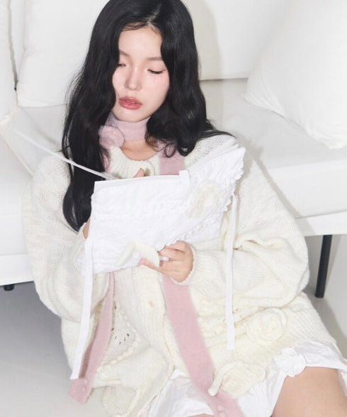 ILLIGO(イリゴ)/2WAY ブローチ付き チョーカー タイ アンゴラ マフラー/FLEUR ANGORA MUFFLER | AT6254027 | ピンク