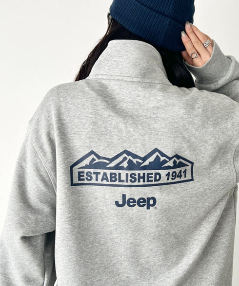 JEEP(ジープ)/ワンポイント ロゴ刺繍 バックロゴ ハーフジップ スウェット/Half Neck Zip-Up Mountain Graphic Sweatshirt | AT2254029 | グレー
