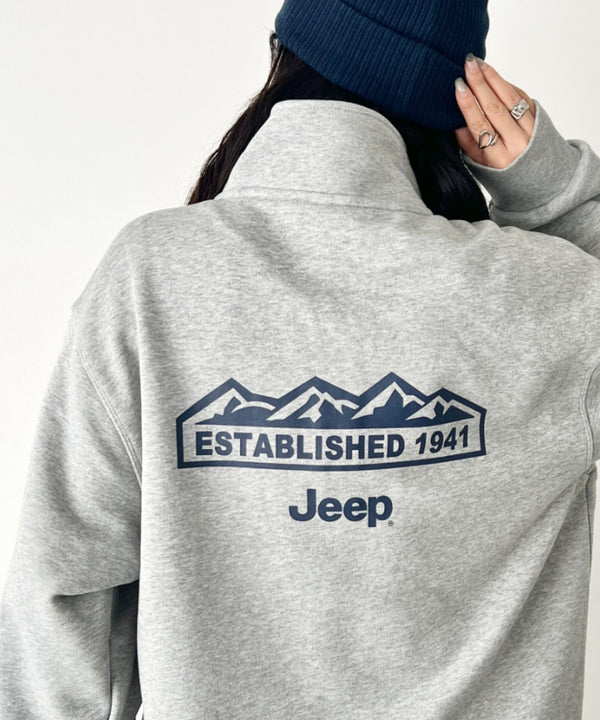 JEEP(ジープ)/ワンポイント ロゴ刺繍 バックロゴ ハーフジップ スウェット/Half Neck Zip-Up Mountain Graphic Sweatshirt | AT2254029 | グレー