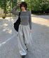 anyonemore(エニワンモア)/ワイド ルーズ 裾ドロスト サイド切り替え トレーニング スウェットパンツ/Rippon Long Wide Training Pants | AT2254030 | グレー