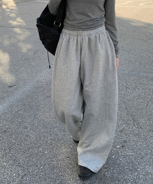 anyonemore(エニワンモア)/ワイド ルーズ 裾ドロスト サイド切り替え トレーニング スウェットパンツ/Rippon Long Wide Training Pants | AT2254030 | グレー