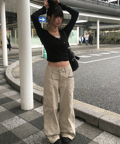 anyonemore(エニワンモア)/フード付き スナップボタン スリム カシュクール Tシャツ カットソー/Bitter Lab Hooded T-Shirt | AT2254031 | ブラック