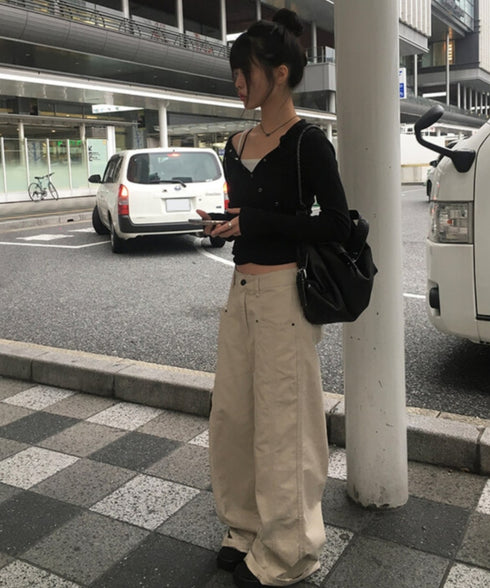 anyonemore(エニワンモア)/フード付き スナップボタン スリム カシュクール Tシャツ カットソー/Bitter Lab Hooded T-Shirt | AT2254031 | ブラック