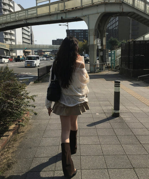 anyonemore(エニワンモア)/（ベルト＋キャミソールセット）ベルト付き メッシュニット パット付きキャミソール セット/Hills Loose fit Hippie Mesh Knitwear Cap sleeveless Set | AT2254032 | ベージュ